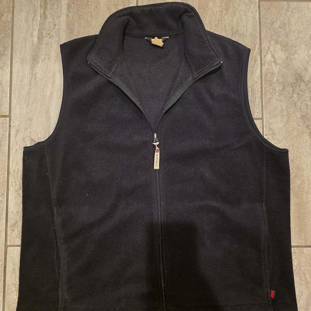 Woolrich Fleece Vest Size XL Black Full Zip